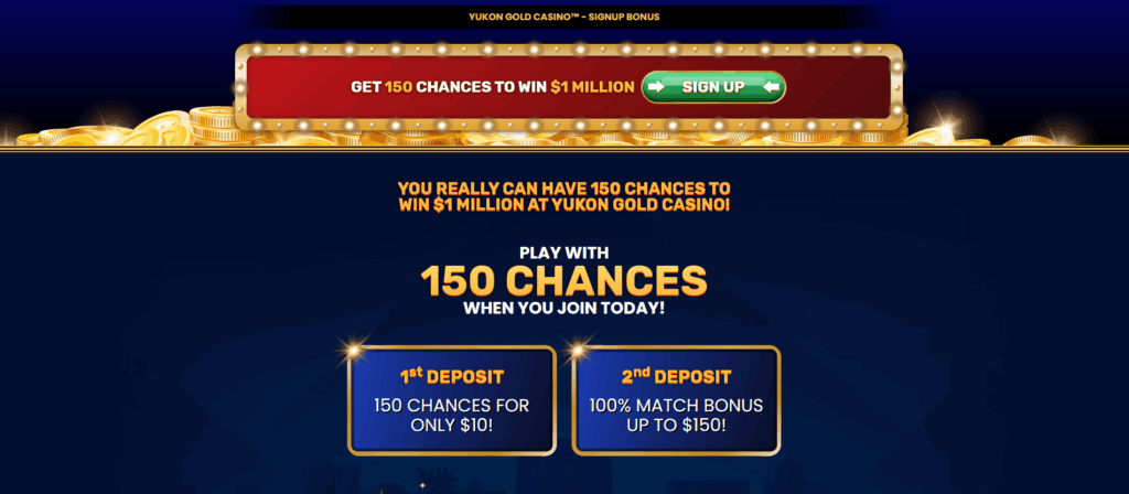 Yukon Gold casino 150 free spins