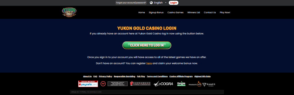 Yukon Gold Kasino Anmeldung